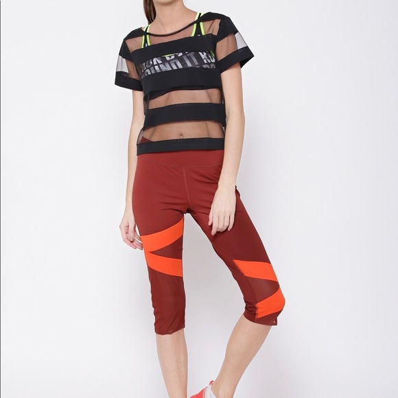 Reebok Tops - Reebok women Black D layer set-striped semi sheer boxy studio top